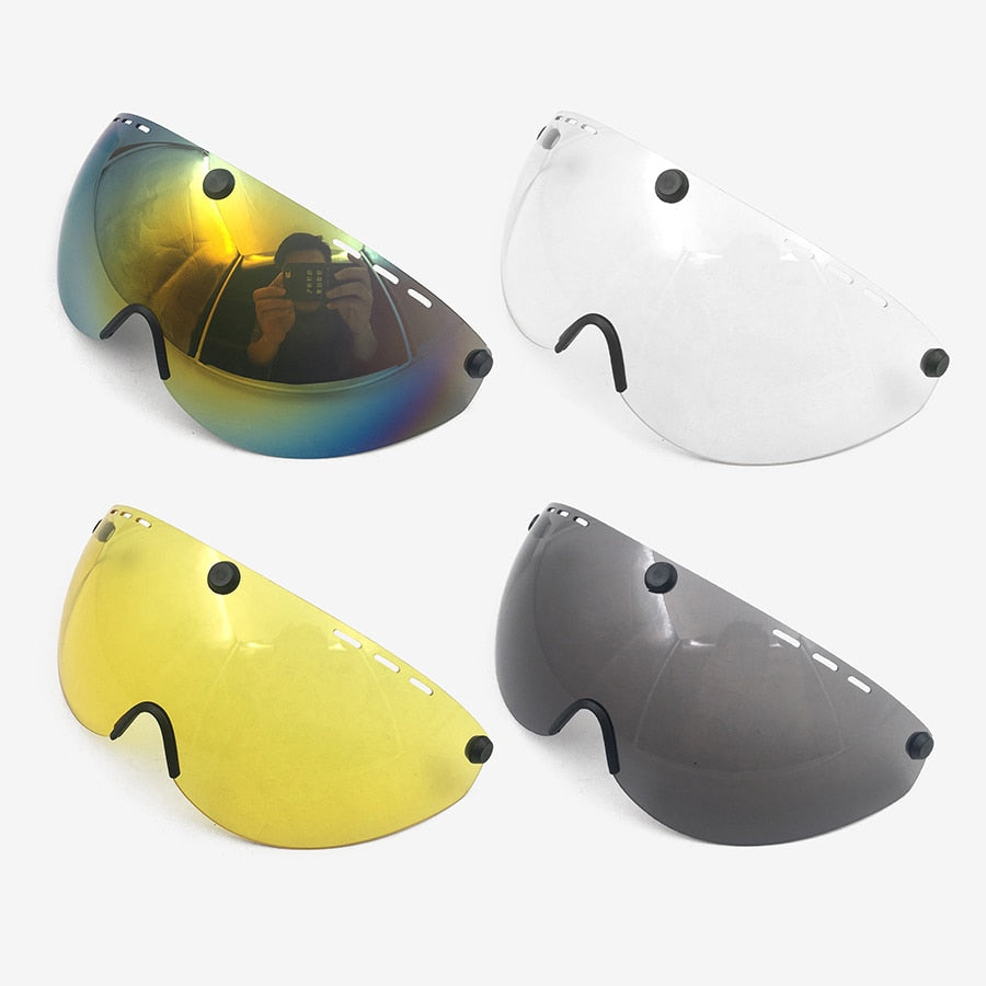 Aero cycling helmet sun visor lens accessories