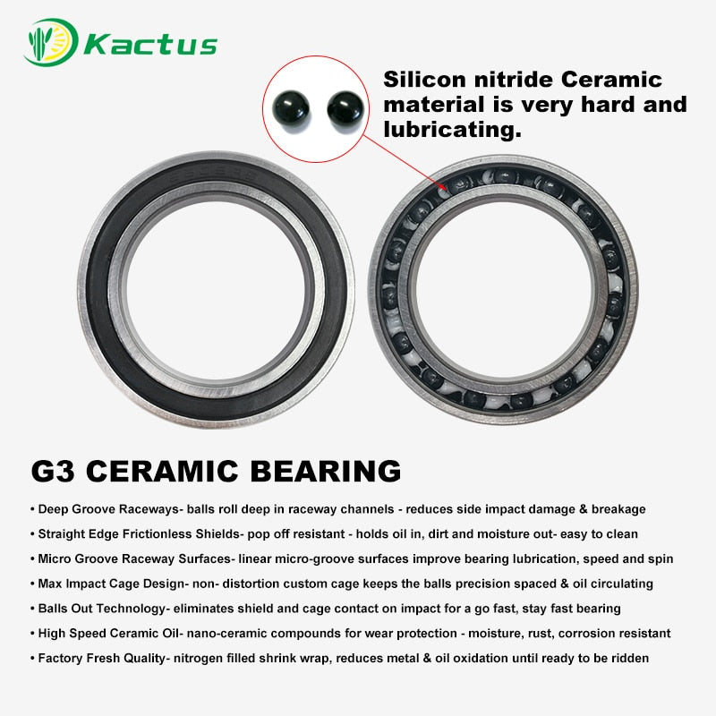 KACTUS TECH PF30 Ceramic Bearing Press Fit Bike Bottom Bracket BB for 22mm 24mm Bicycle Crankset