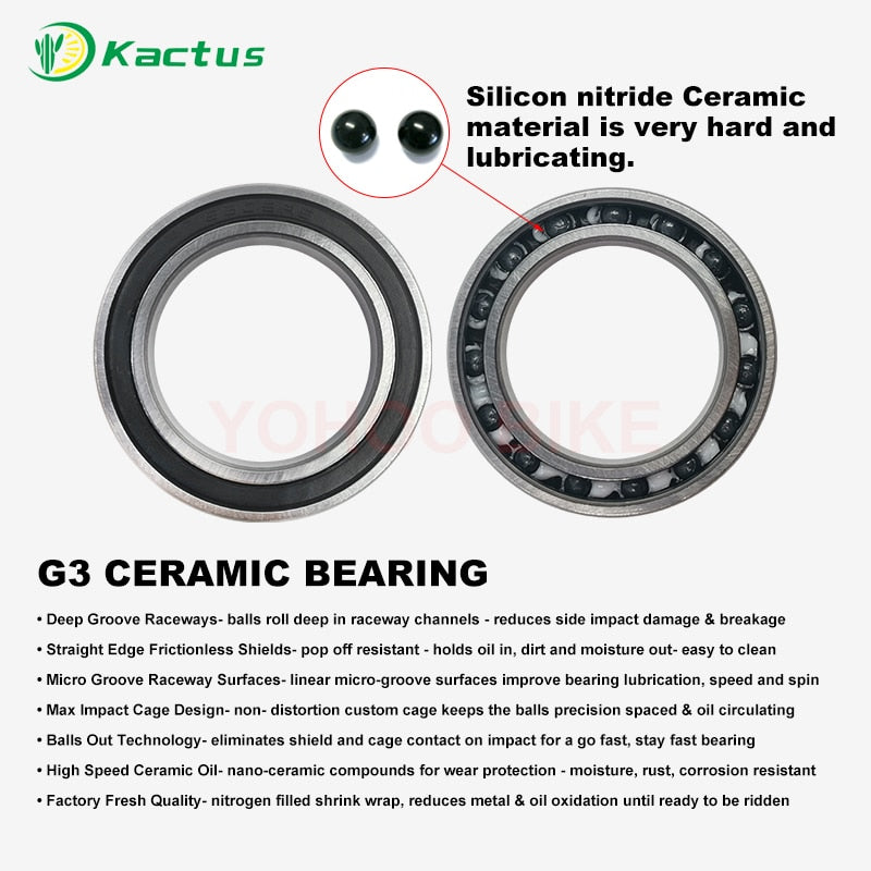 KACTUS TECH BB86 / BB92 Ceramic Bearing Press Fit Bike Bottom Bracket PF41 BB for 30mm Bicycle Crankset - Black / Red