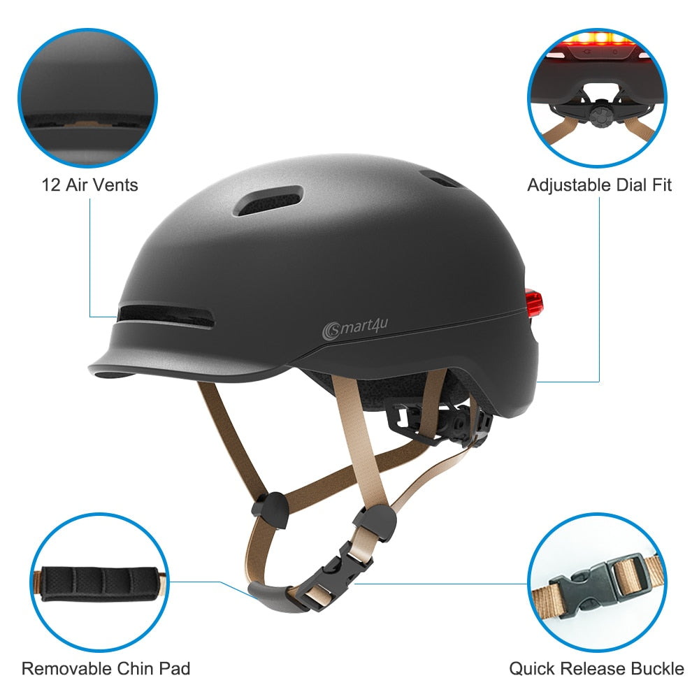 Smart4u SH50 urban cycling helmet with tail light-black/white/pink/blue