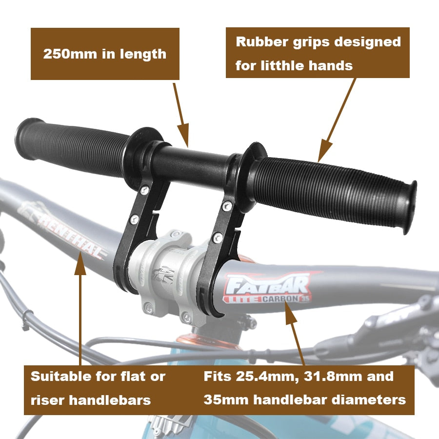 Front mounted child mtb bike handlebars