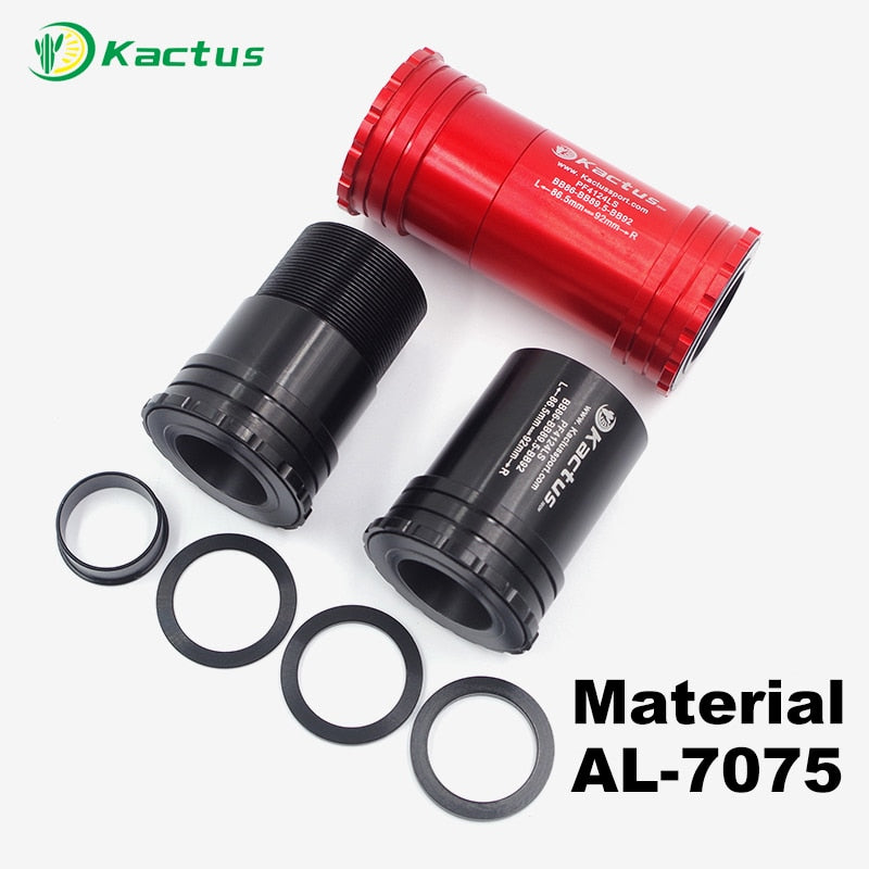 KACTUS TECH BB86 / BB92 Ceramic Bearing Press Fit Bike Bottom Bracket PF4124LS BB for 22mm 24mm Bicycle Crankset - Black / Red