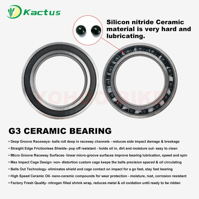 KACTUS TECH BB86 / BB92 Ceramic Bearing Press Fit Bike Bottom Bracket PF4124LS BB for 22mm 24mm Bicycle Crankset - Black / Red