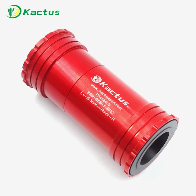 KACTUS TECH BB86 / BB92 Ceramic Bearing Press Fit Bike Bottom Bracket PF4124LS BB for 22mm 24mm Bicycle Crankset - Black / Red