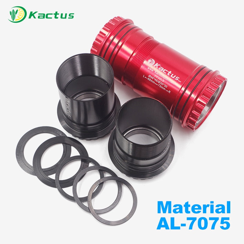 KACTUS TECH PF30 Ceramic Bearing Press Fit Bike Bottom Bracket BB for 30mm Bicycle Crankset - Black / Red