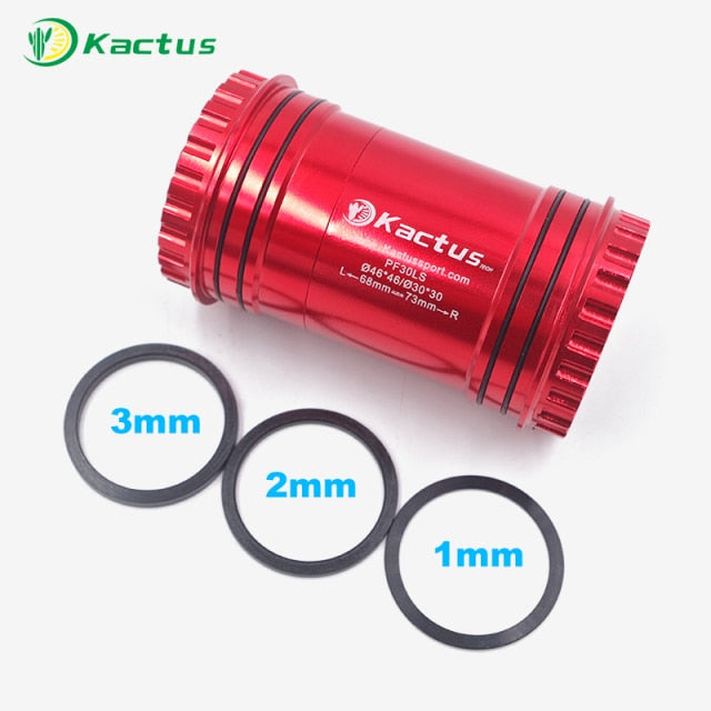 KACTUS TECH PF30 Ceramic Bearing Press Fit Bike Bottom Bracket BB for 30mm Bicycle Crankset - Black / Red