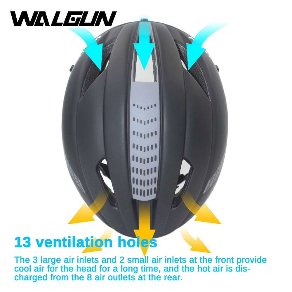 WALGUN WG374 Aero cycling helmet road bike with Sun visor lens
