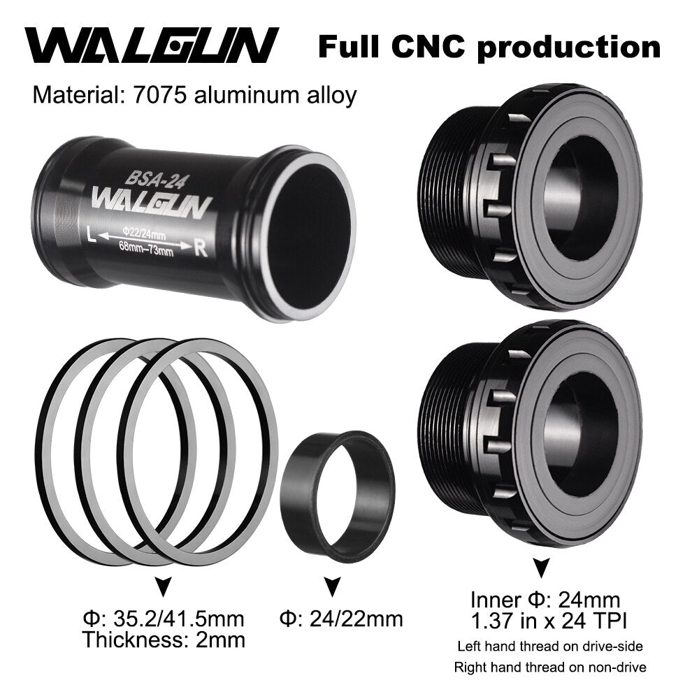 WALGUN Threaded BSA 22mm 24mm Ceramic bike Bottom Brackets