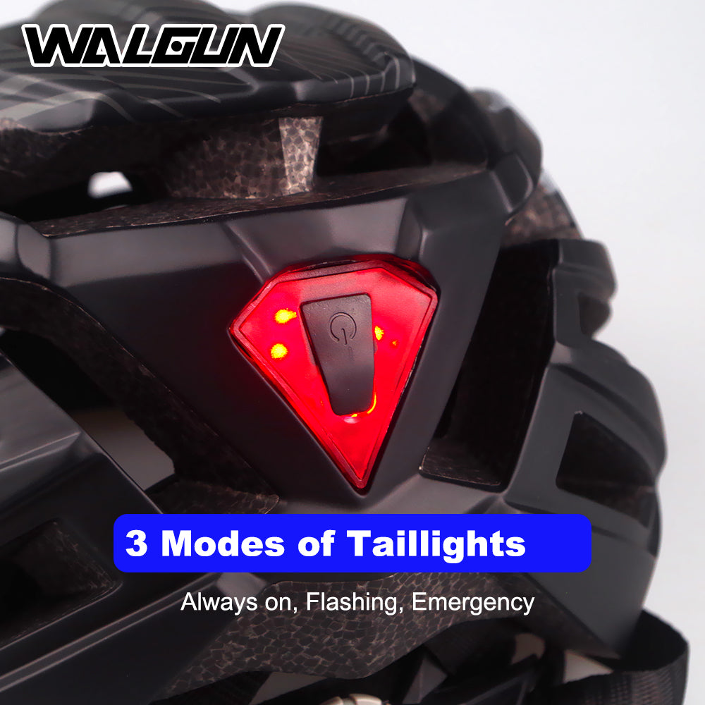 WALGUN WG983 MTB Mountain Bike Helmet L with LED Light Goggles Lens Sun Visor Road Bicycle Cycling Helmets for Men Women Adult