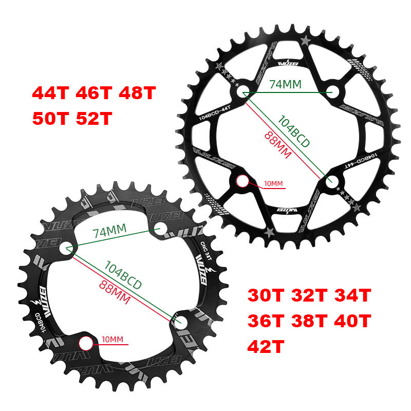 WUZEI narrow wide MTB mountain bike chainring 104BCD