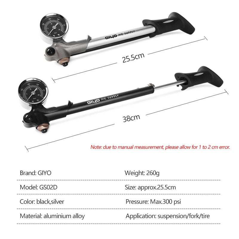 GIYO GS-02D Foldable high-pressure air bicycle pump-300psi