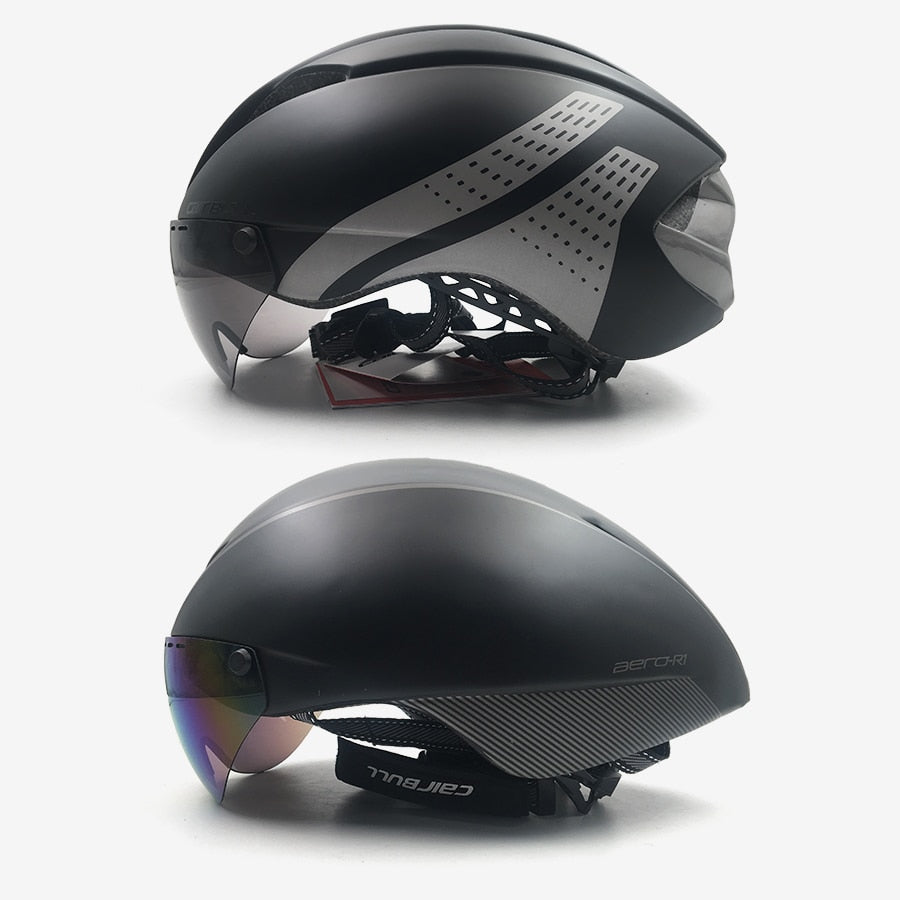 Aero cycling helmet sun visor lens accessories