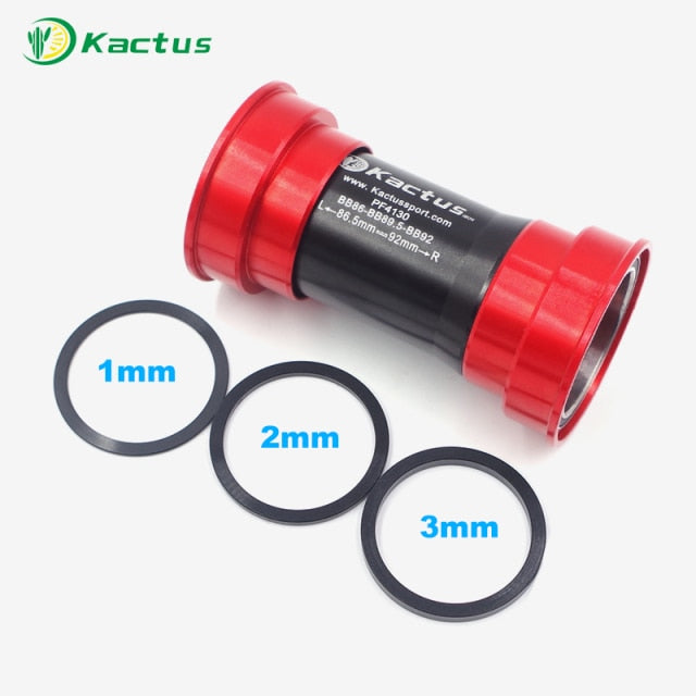 KACTUS TECH BB86 / BB92 Ceramic Bearing Press Fit Bike Bottom Bracket PF41 BB for 30mm Bicycle Crankset - Black / Red