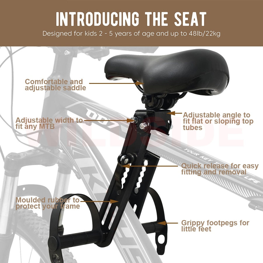 Front mounted child bicycle saddle mtb mountain bike seat