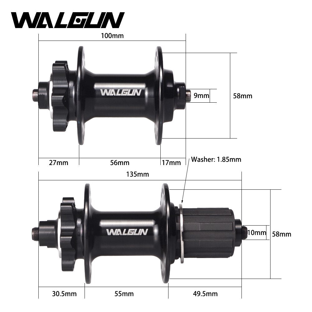 WALGUN WG704 MTB Mountain Bike Hubs 32 36 Holes Front & Rear Bicycle Hub