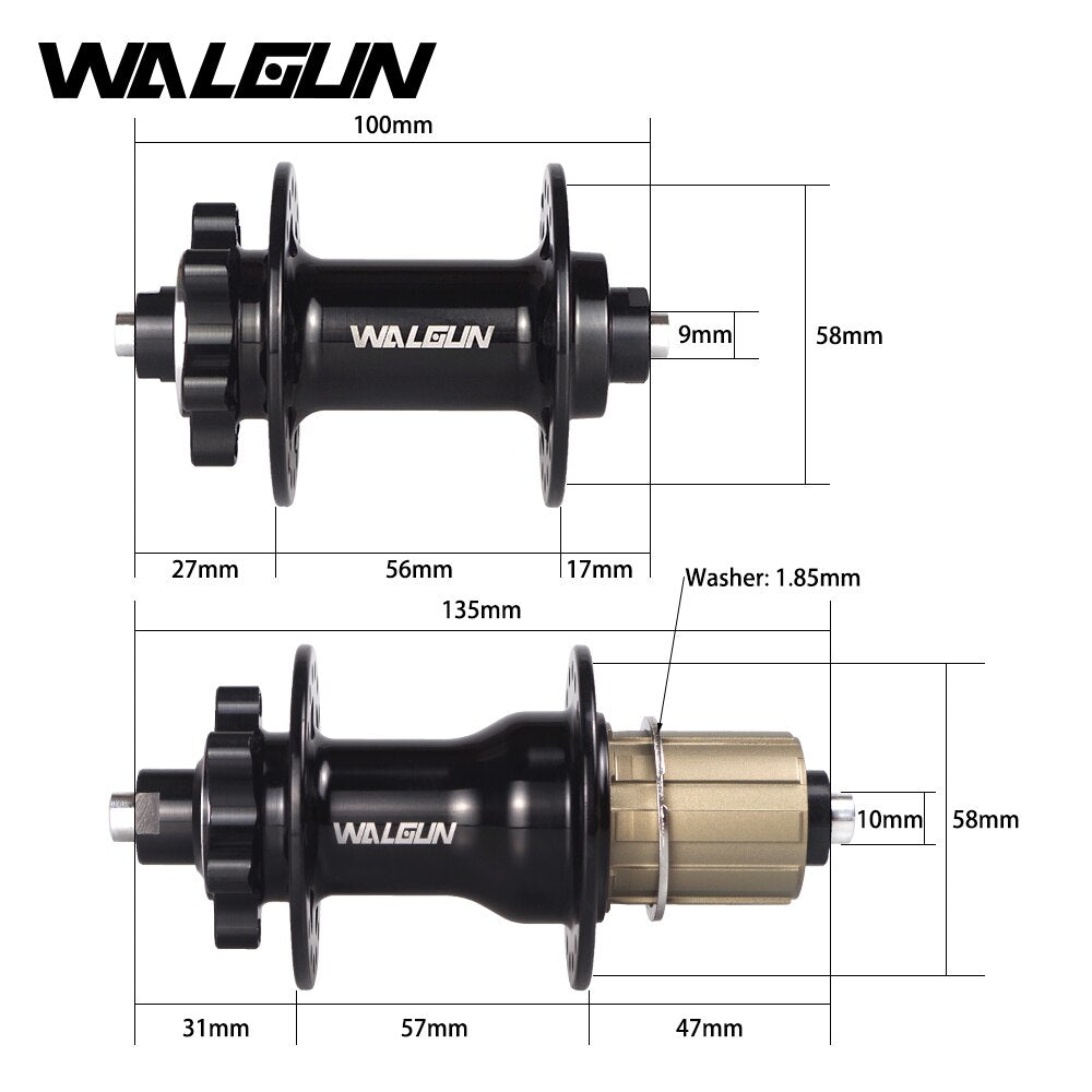 WALGUN WG735 MTB Mountain Bike Hubs 32 36 Holes Front & Rear Bicycle Hub