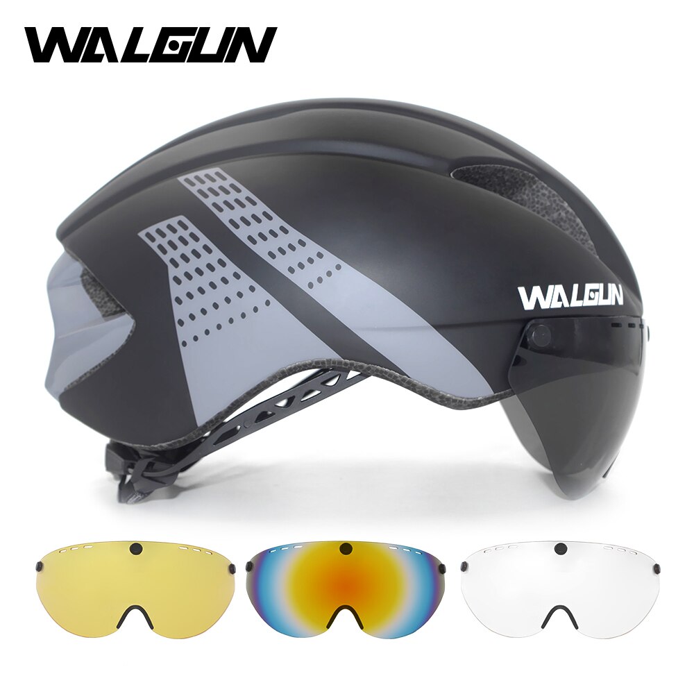 WALGUN WG374 Aero cycling helmet road bike with Sun visor lens